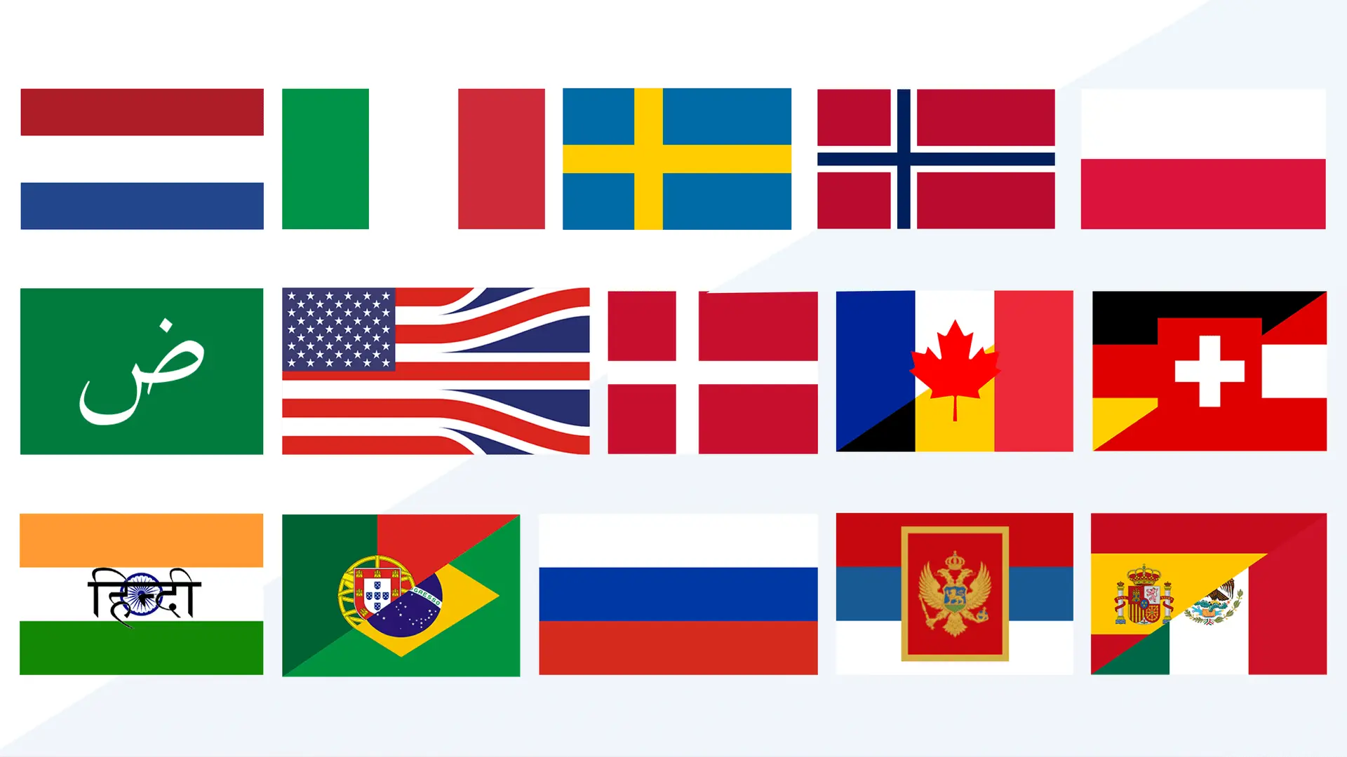 Graphic containing various country flags